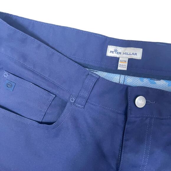 Peter Millar Navy Blue Pants 32/34 eb66 Performance Five-Pocket Pant - Picture 4 of 12